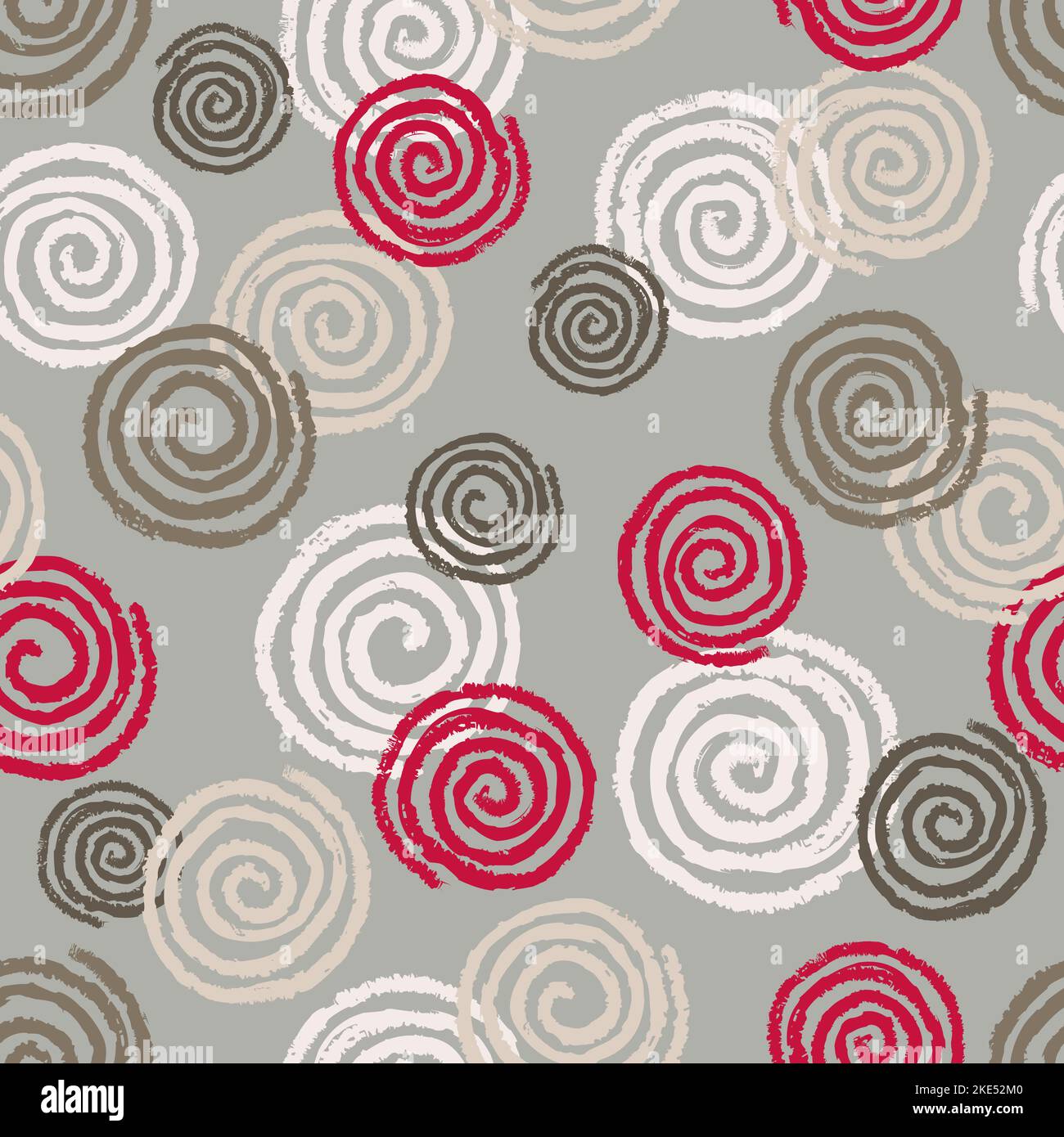 Seamless abstract geometric pattern with hand drawn spirals. Stock Vector