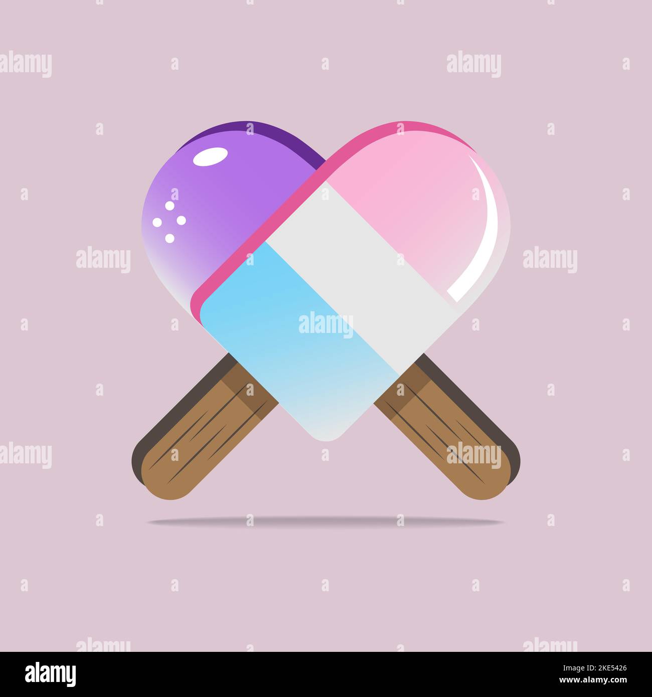 Sweet ice cream logo with heart shape. Suitable for ice cream shop