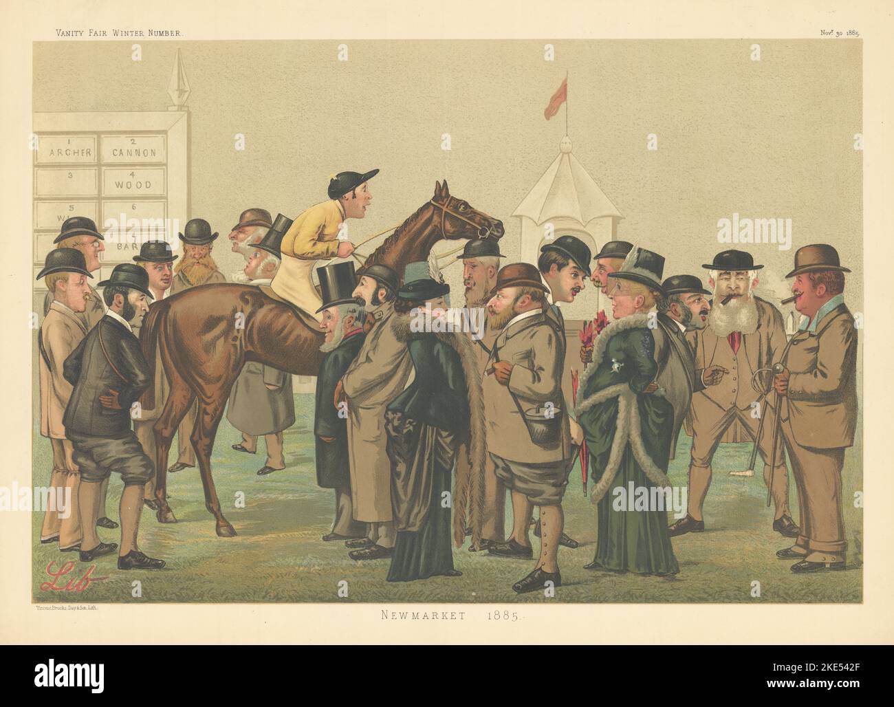 VANITY FAIR SPY CARTOON FOLIO. The Paddock at Newmarket. Horse racing. Lib 1885 Stock Photo