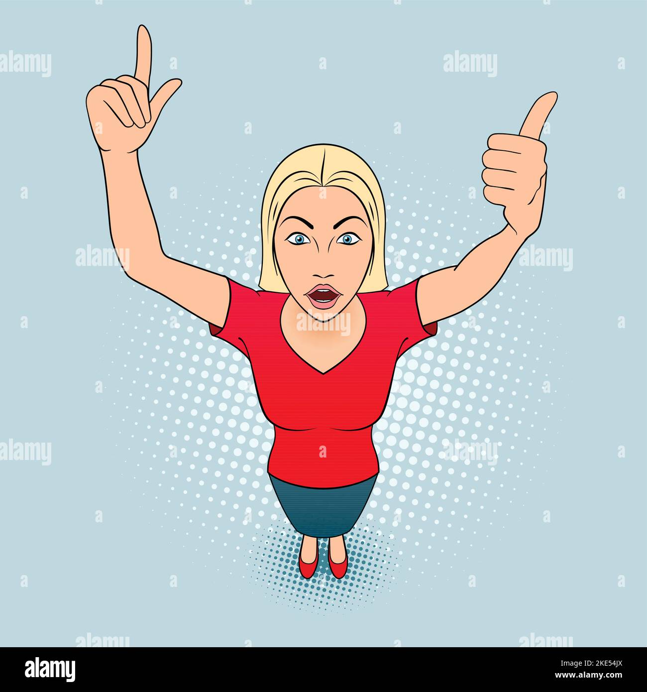 Illustration of a Woman Pointing Her Fingers Up Stock Vector Image ...