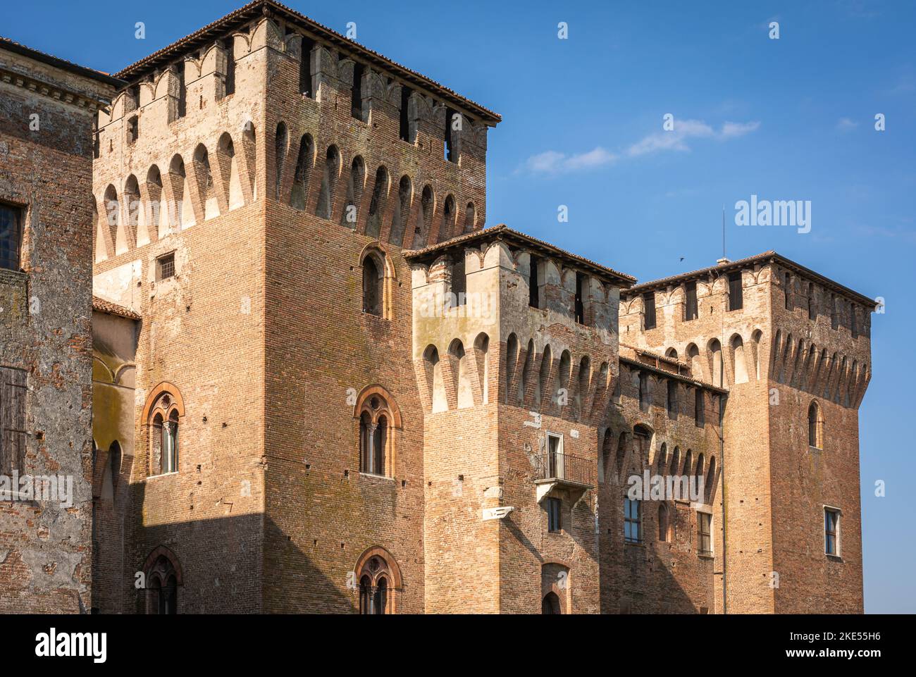 Castello di San Giorgio (Saint George’s Castle) is a moated rectangular castle in Mantua, located in the northeastern corner of the city. Stock Photo