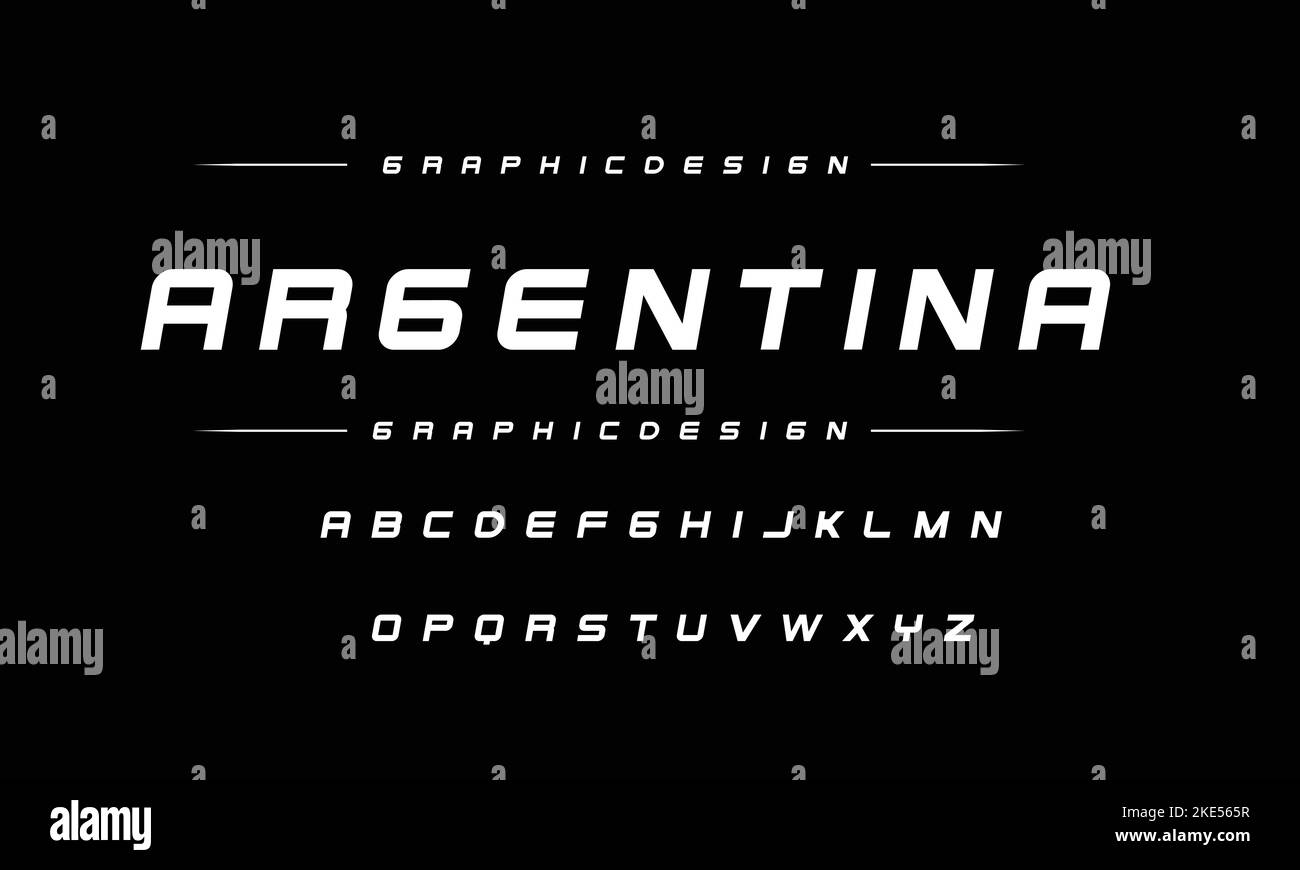 Sports minimal tech font letter set. Luxury vector typeface for company. Modern gaming fonts logo design. Stock Vector