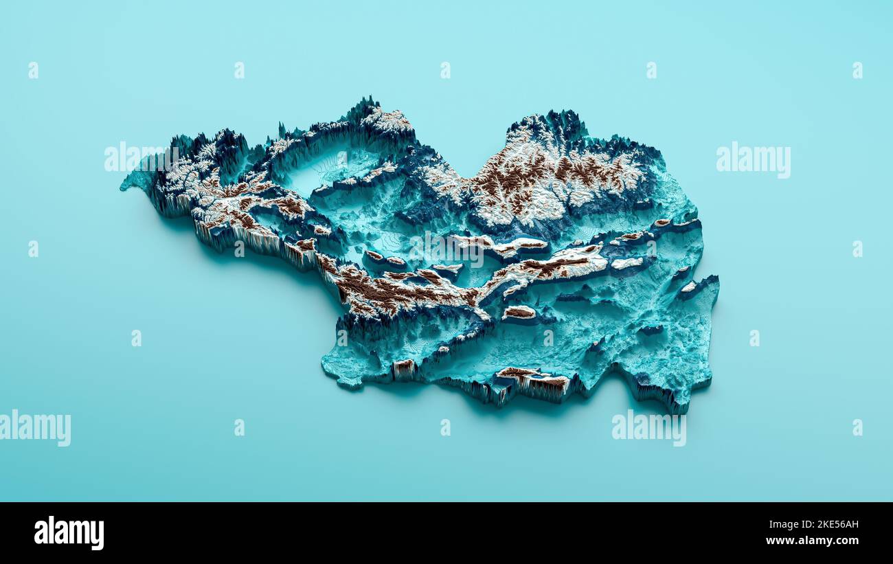 A 3d illustration of topographic relief Madinah map with hypsometric ...