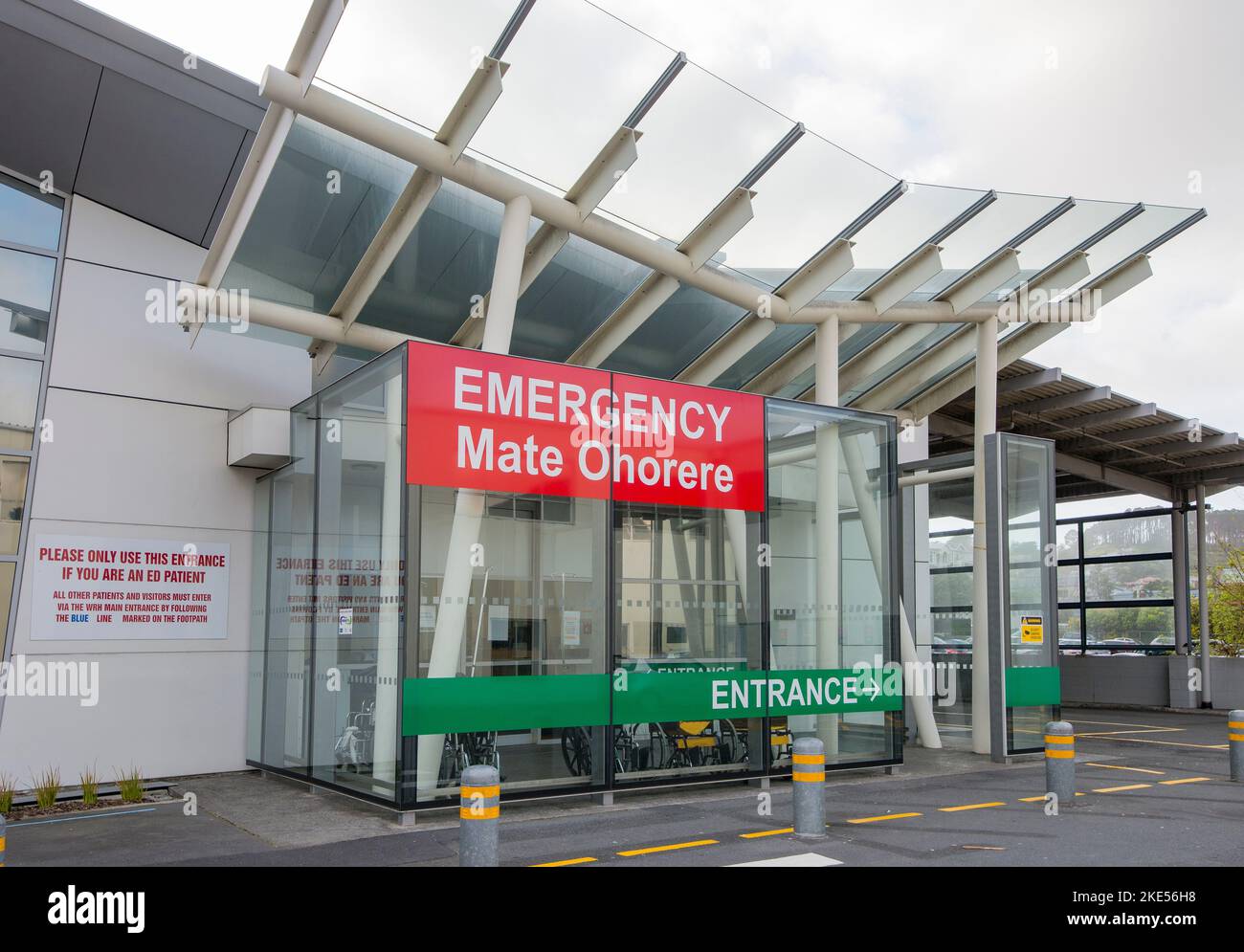 The emergency ward entrance of Wellington city hospital building Stock