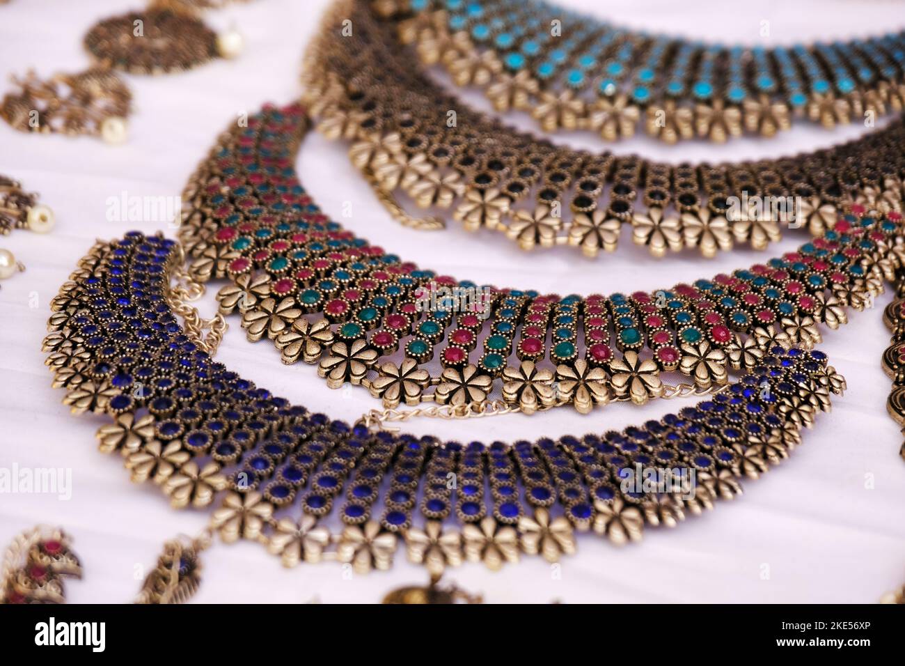 Indian Traditional jewellery displayed in a street shop for sale in