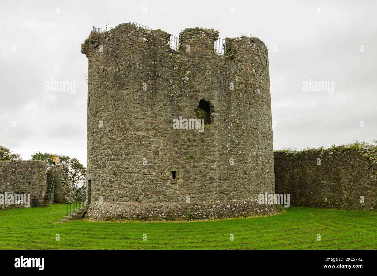Dundrum Castle, Dundrum, County Down, Northern Ireland,  September 16th 2020 - Round tower in Dundrum Castle Dundrum in The Kingdom of Mourne Stock Photo