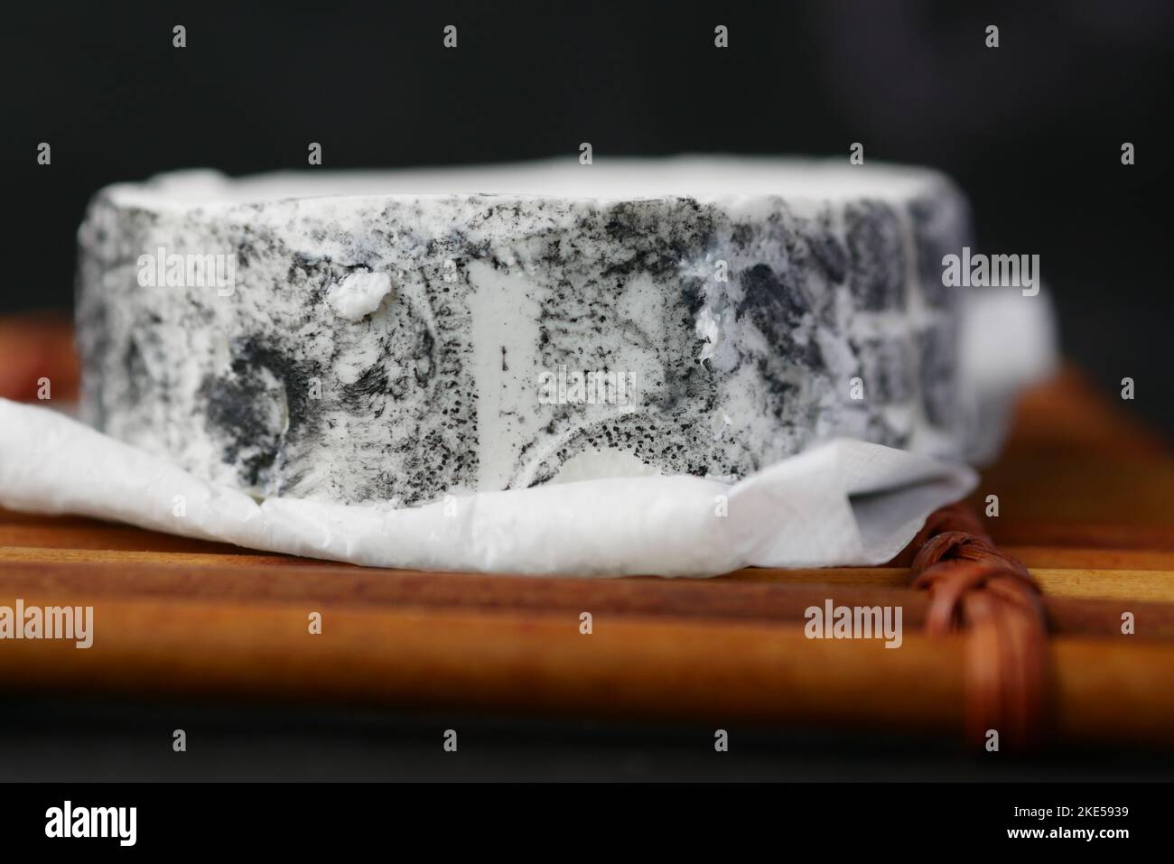 fresh goat cheese isolated on black close up Stock Photo