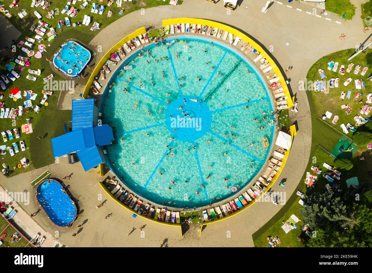 Pool Do Top view of an outdoor place for people to relax where there is a ...