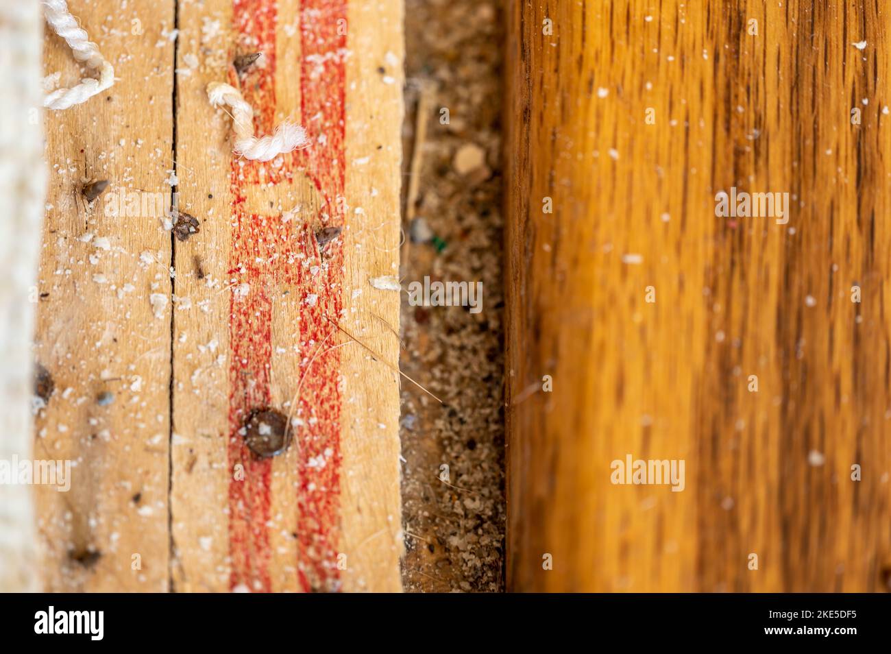 Carpet tack strip exposed during a flooring home improvement project