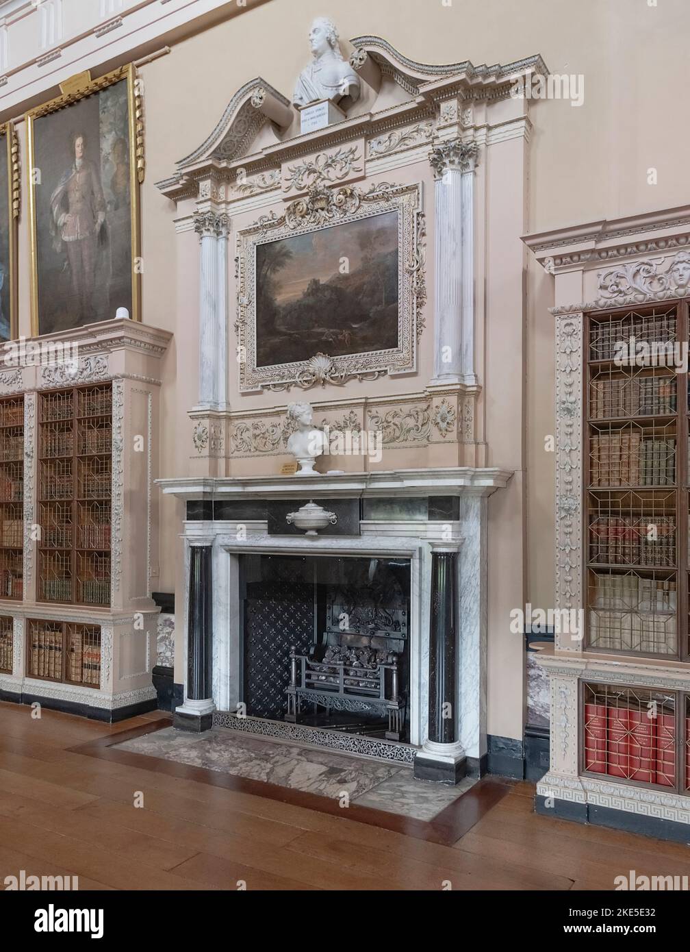 England, Oxfordshire, Woodstock, Blenheim Palace, The Long Library which was originally a picture gallery. Stock Photo