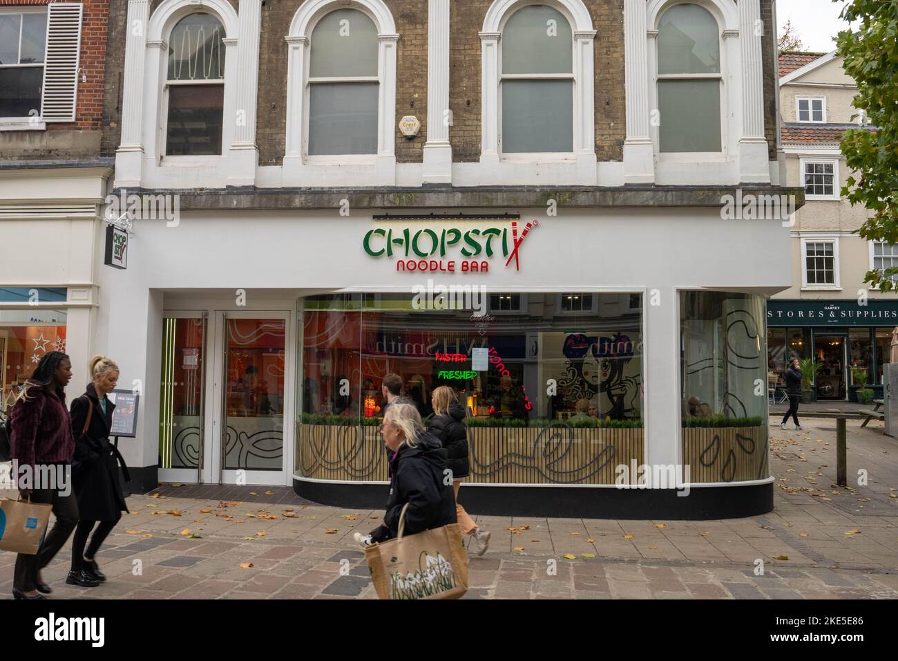 A view of Chop Stix Noodle bar on The Walk in Norwich city centre Stock