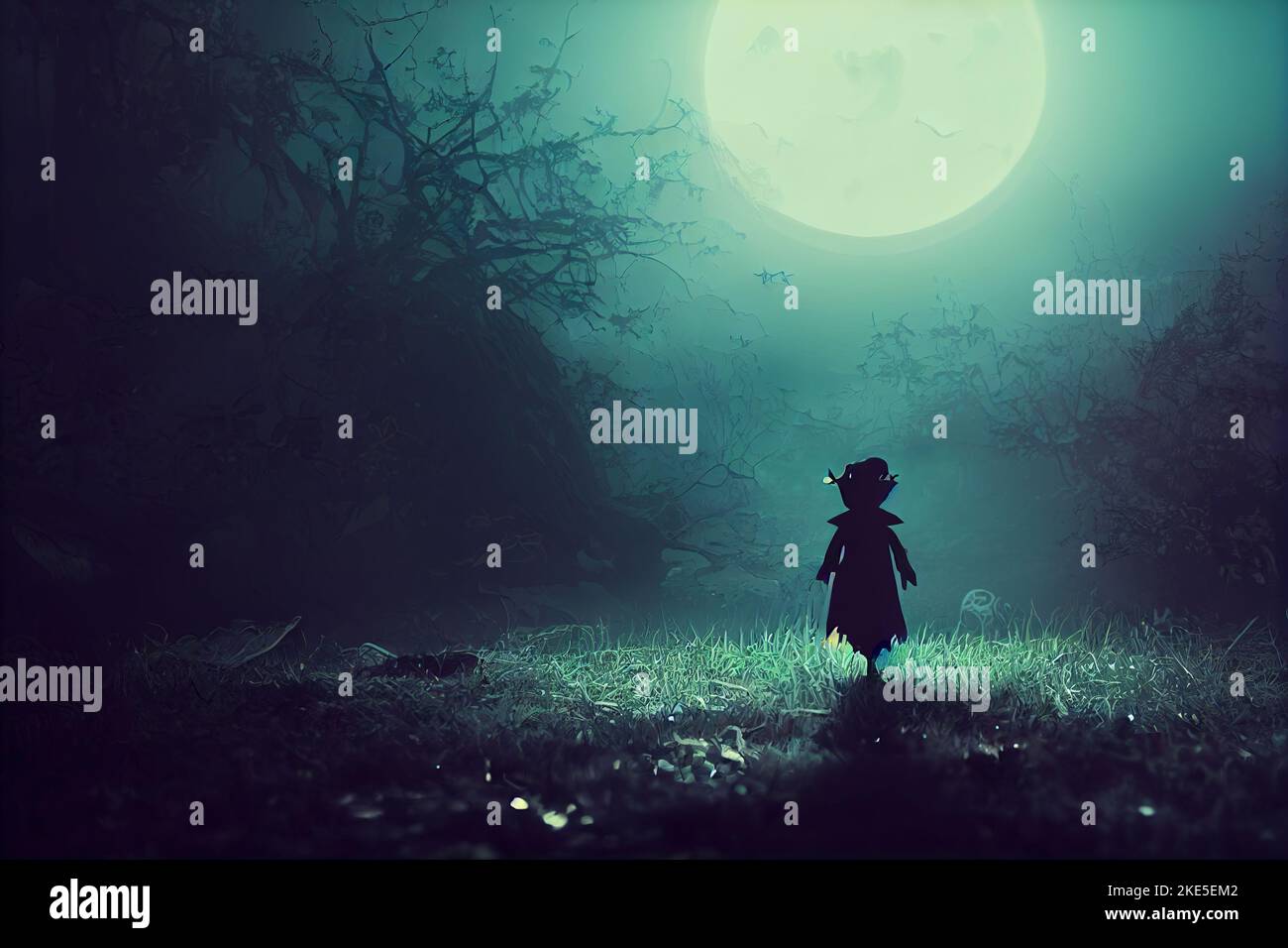 straw man silhouette under the moonlight on halloween . digital art illustration Stock Photo Alamy