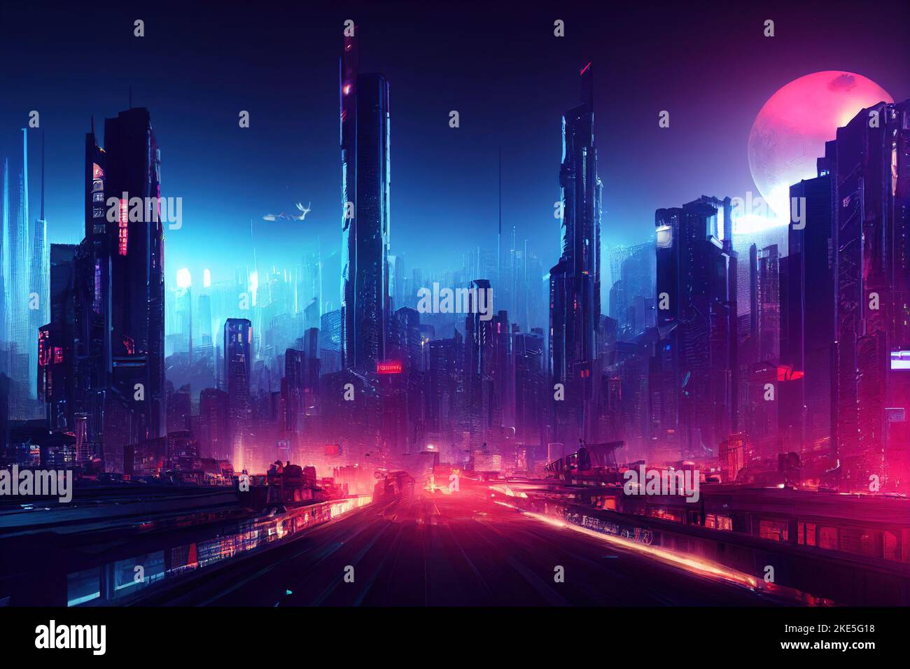 Cyberpunk futuristic city