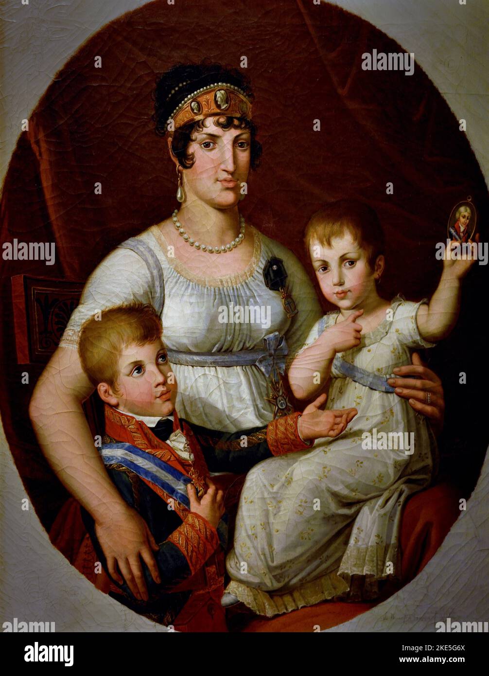 Maria Luisa Queen of Etruria and her two children by  1807. Wilhelm Titel  (1784–1862)  1784-1862 Palazzo Pitti Florence,  Italy, Italian. Stock Photo