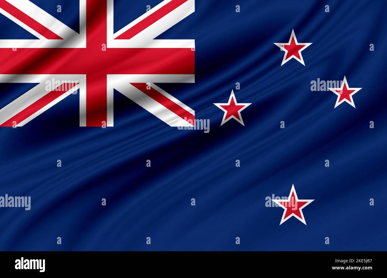 3d illustration flag of New Zealand. close up waving flag of New Zealand. flag symbols of New Zealand. Stock Photo