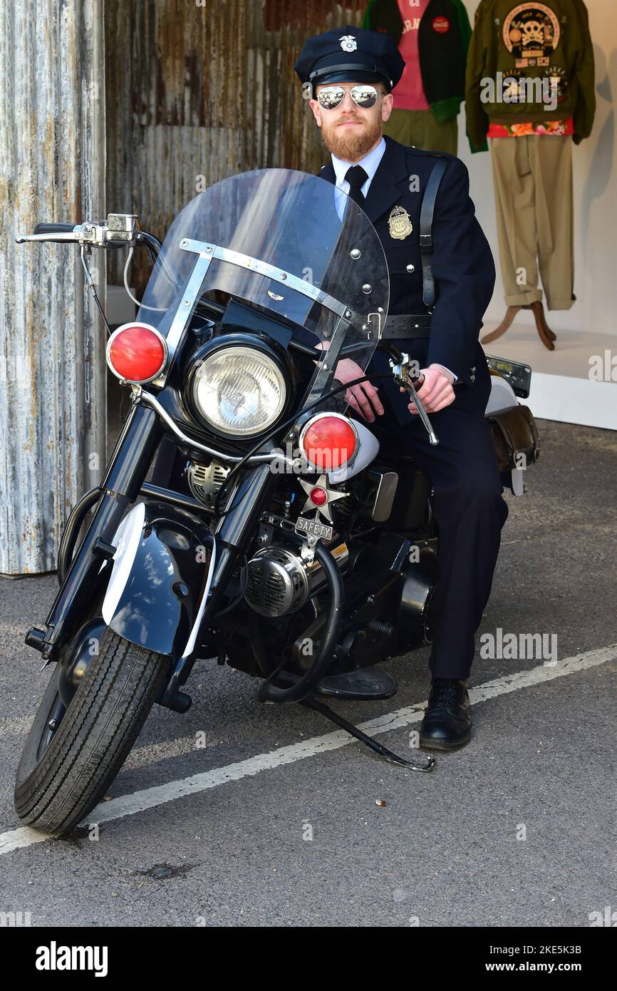 US Marshal, Harley Davidson Police motorcycle, Goodwood Revival, Goodwood Motor Circuit, Chichester, West Sussex, England, September 2022. Stock Photo