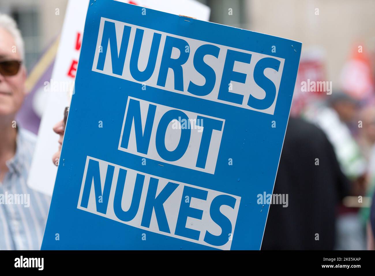 Participants gather and march during ‘We demand better’ demonstration called by the TUC amid the rising cost of living in London. Stock Photo