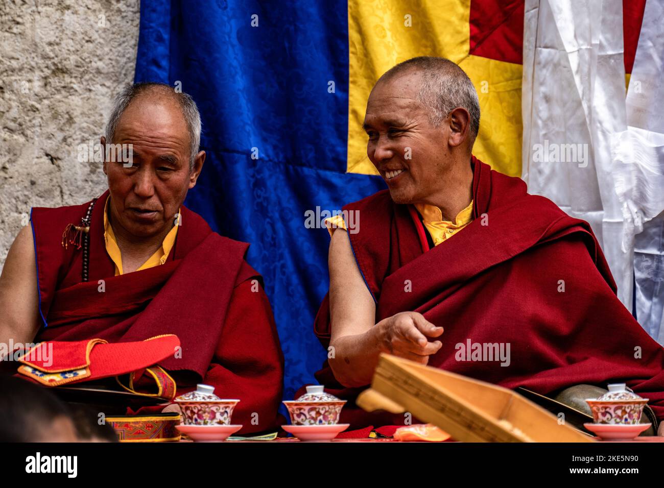 Tibetan Buddhist Monks at the Tiji Festival in the ancient walled city