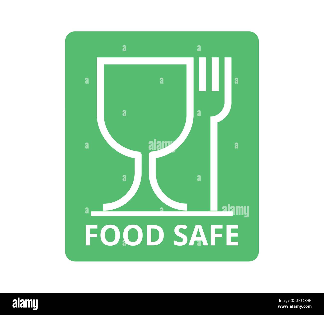 Green and white Food Safe symbol. Concept of food contact and safety