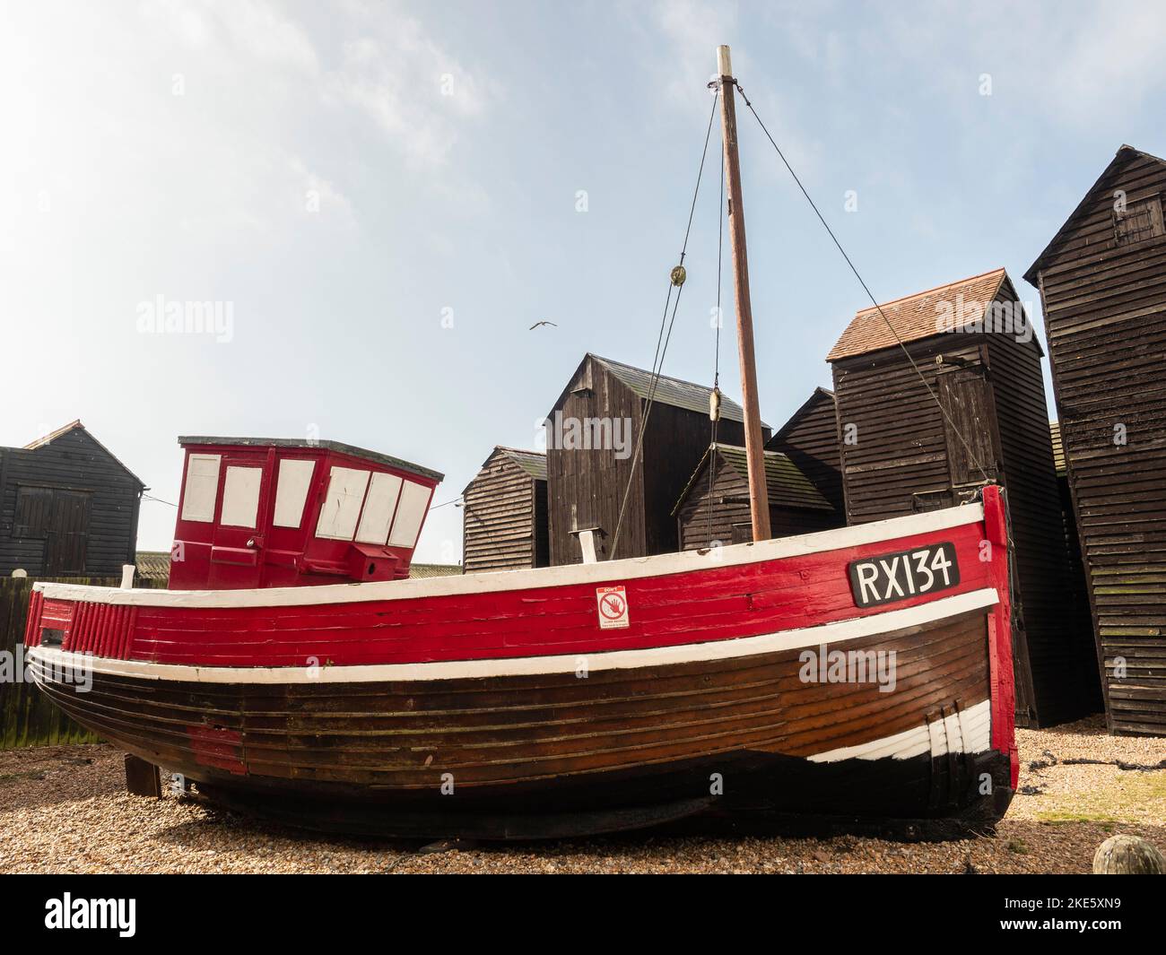 Old fishing boat and net huts, The Stade, Old Hastings, East Sussex