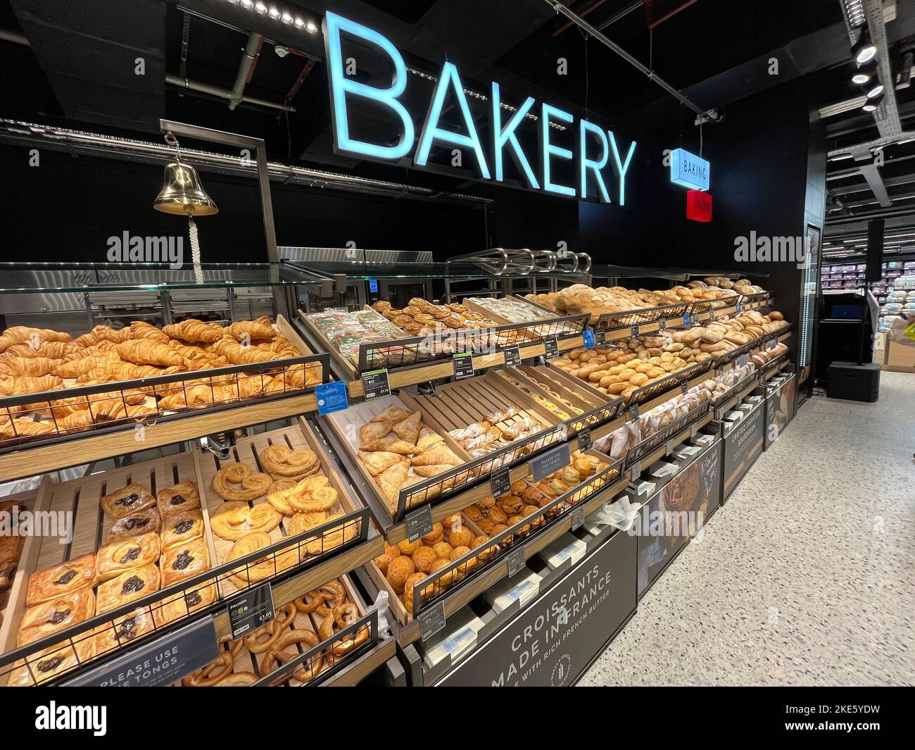 Bakery at m and s food hall at battersea power station in london