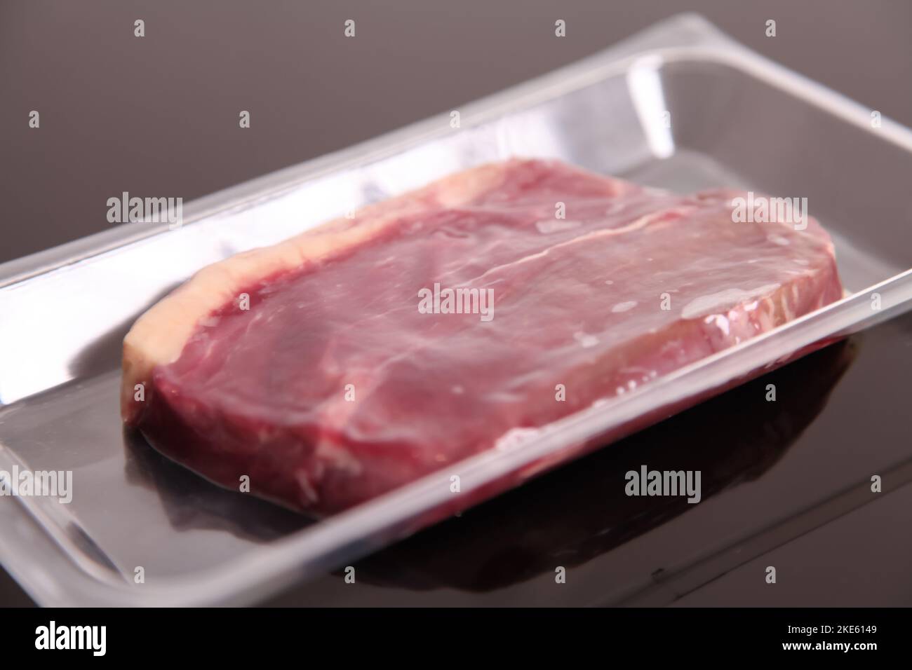 Aberdeen Angus Beef Rump Steak in plastic packet vacuum sealed from supermarket, 2022 Stock Photo