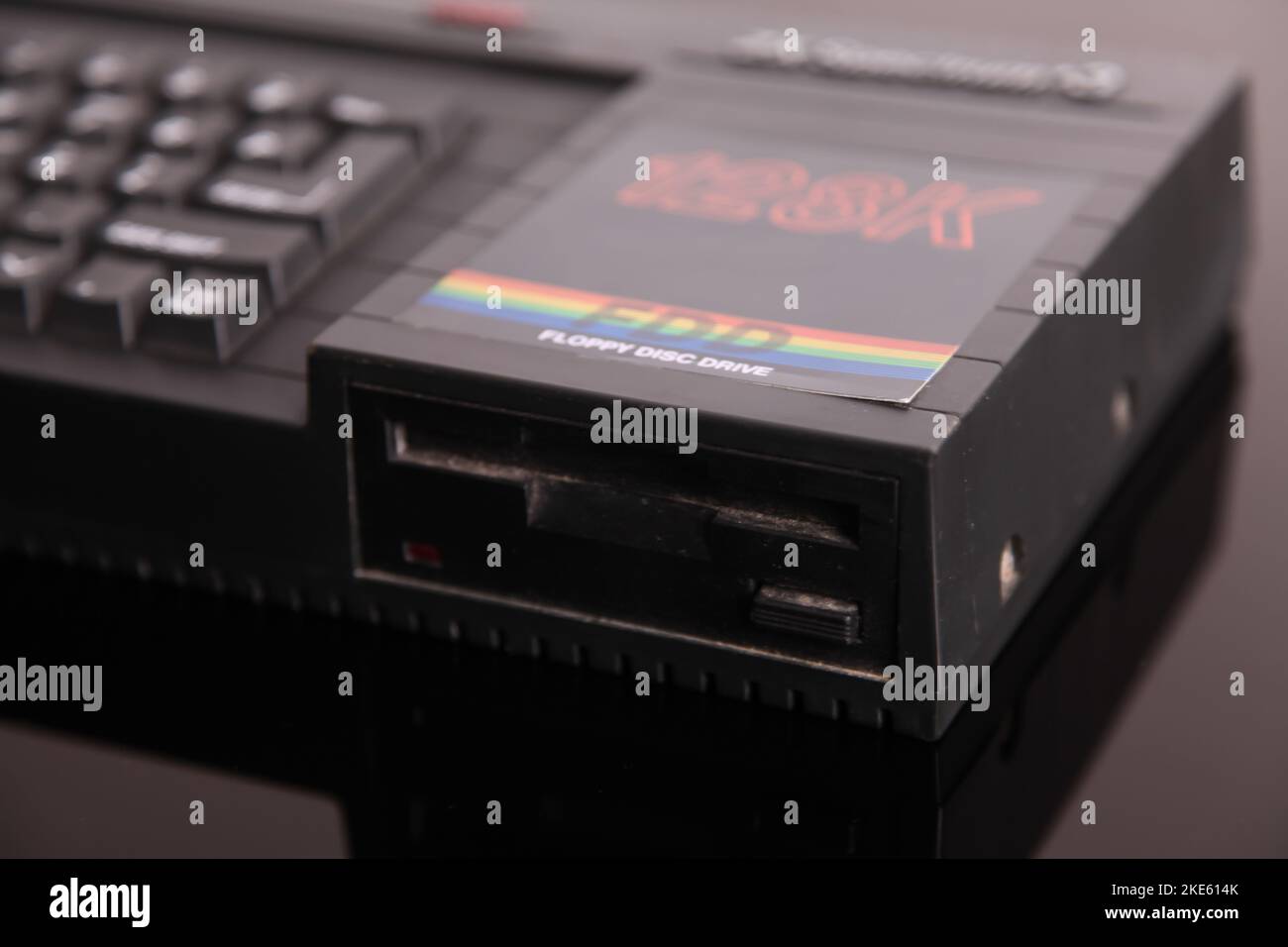 Sinclair Spectrum +3 128k personal computer with floppy disc drive FDD Stock Photo