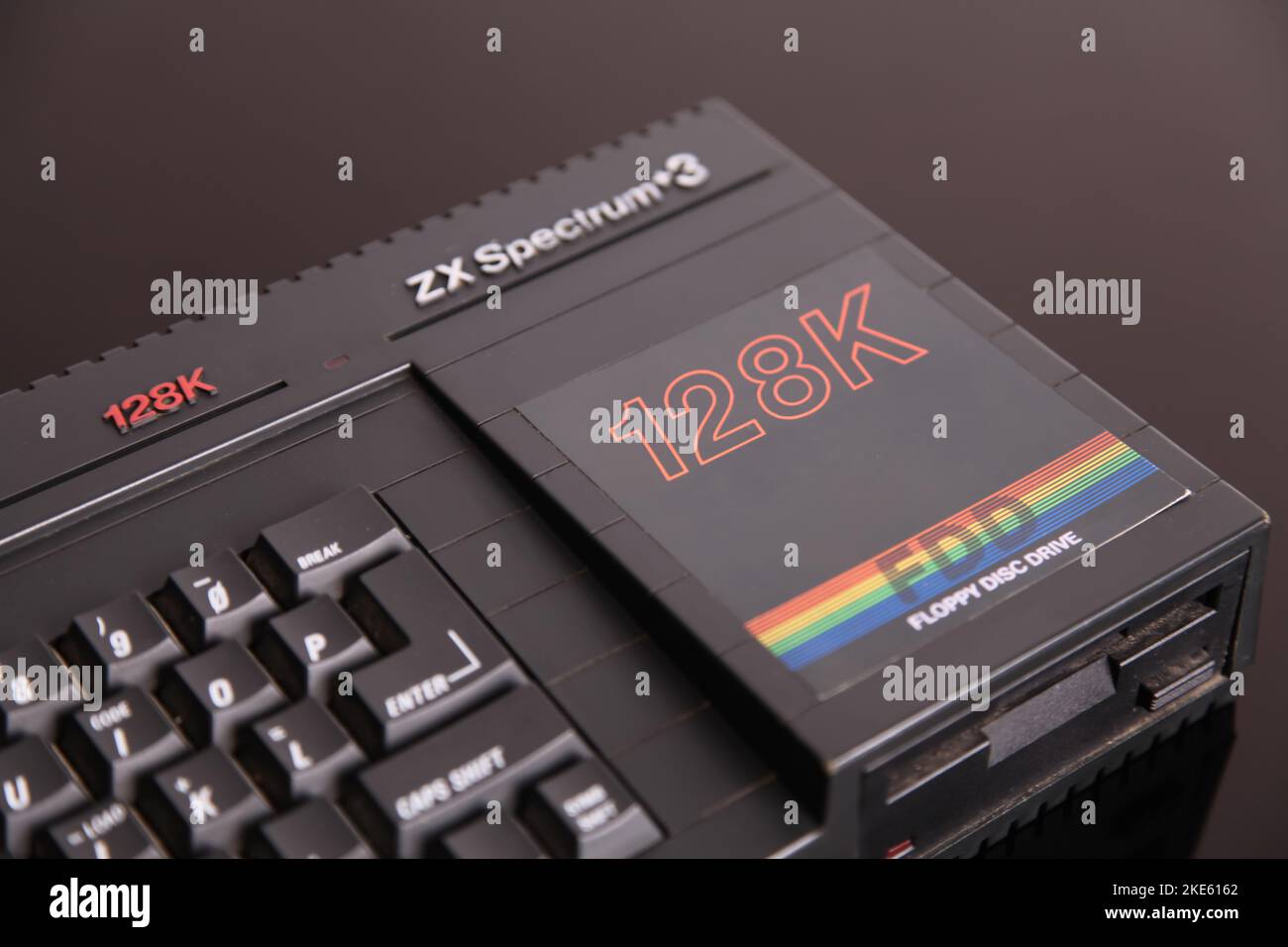 Sinclair Spectrum +3 128k personal computer with floppy disc drive FDD Stock Photo