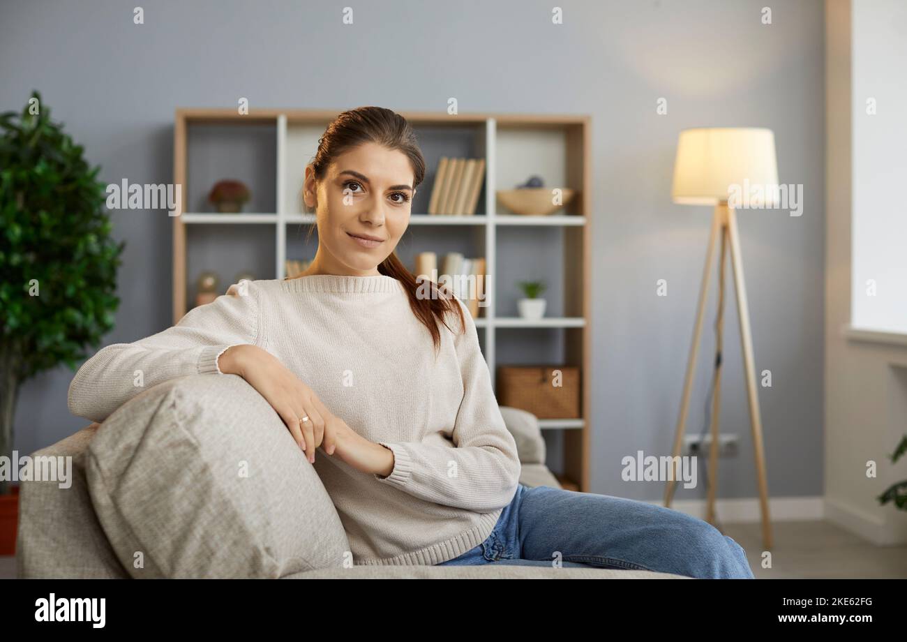 Lifestyle female lady woman sofa hi-res stock photography and images ...