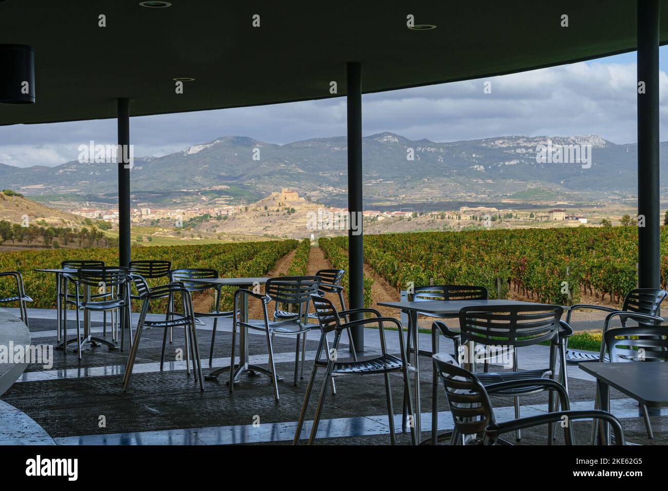 A view through windows/spaces at a Rioja winery Stock Photo