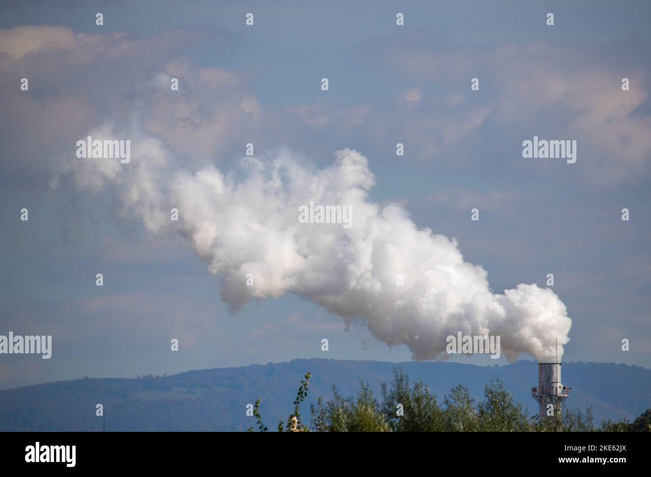 noxes coming out of an industrial chimney, smoke Stock Photo