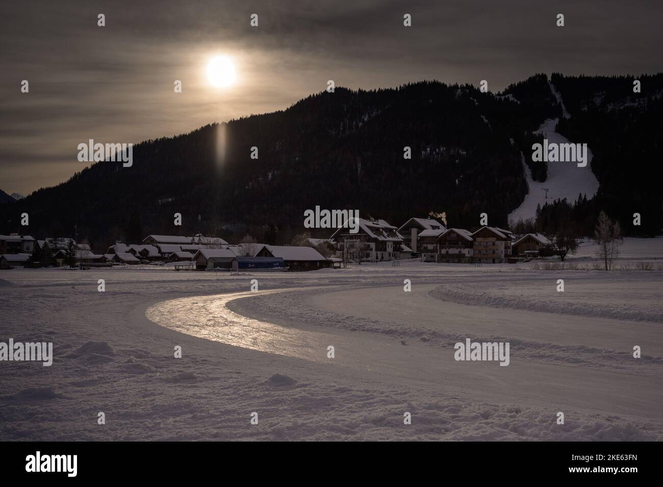 Weissensee, Austria - February 8, 2022: Lake Weissensee (Austria) on a ...