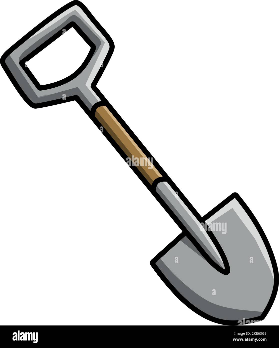 A cartoonstyle spade isolated on a vertical white background Stock