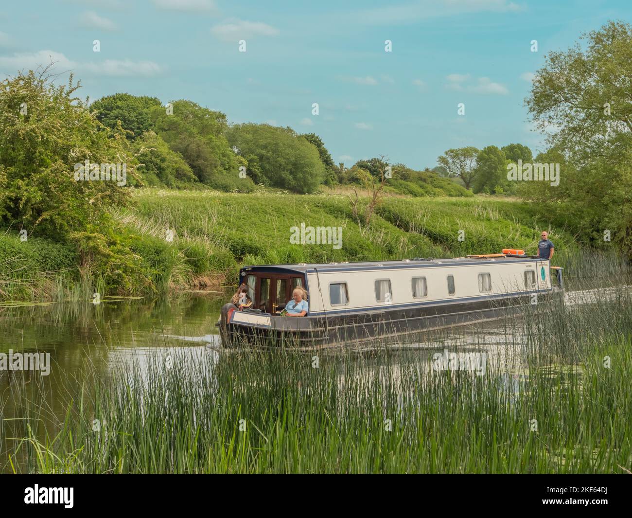 Narrowboat on River Avon Stock Photo