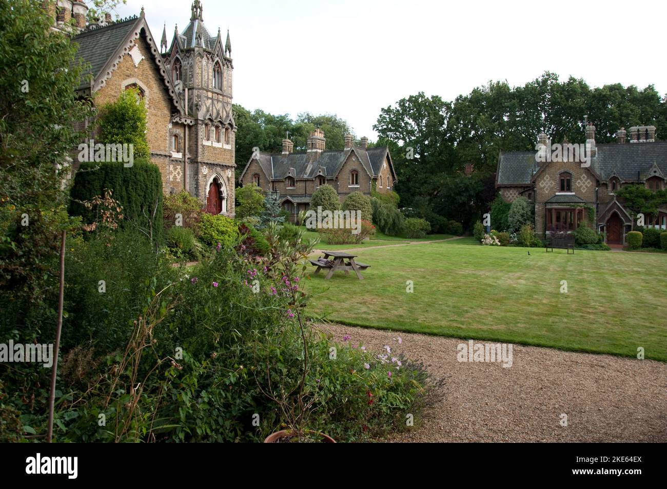 Cottages, Holly Village, Highgate, London, UK internal courtyard with