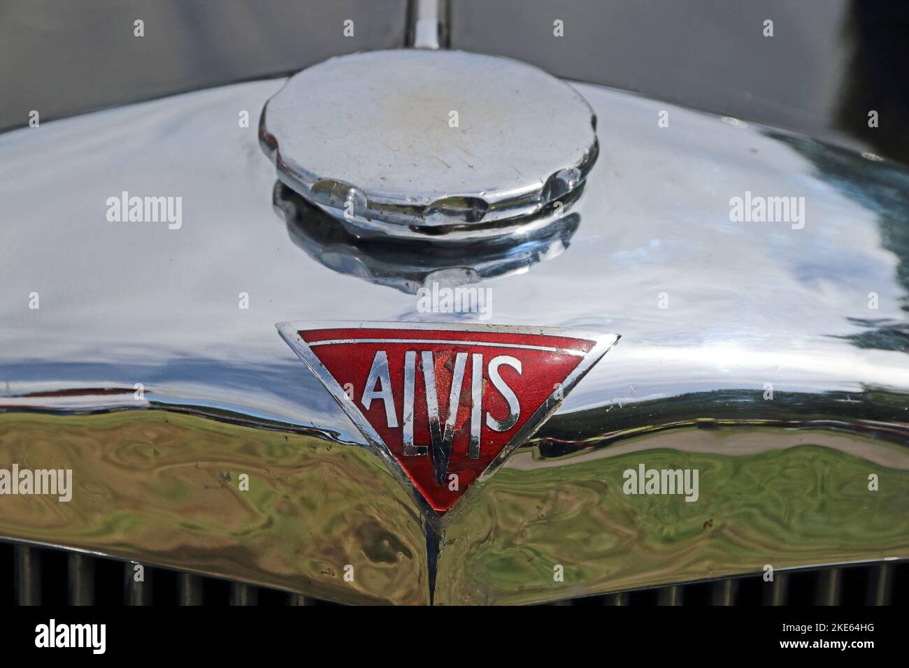Alvis car badge on top of radiator Stock Photo