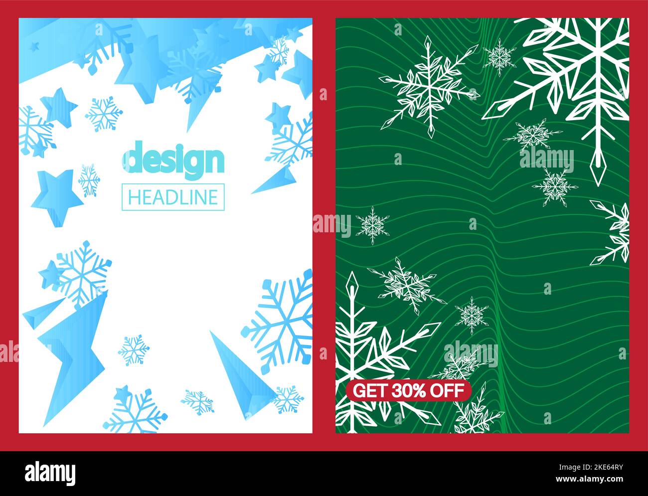 Snowflake template design. Special deal, Christmas season offer poster. Winter Vector illustration. Holiday Clearance, Discount Banner. Business, Stor Stock Vector