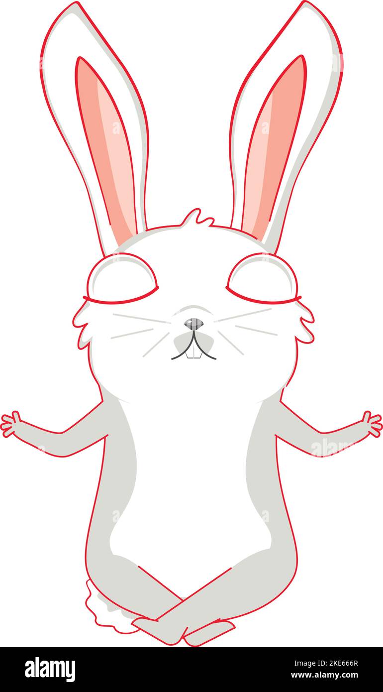 Cartoon white bunny sit in lotus pose and meditating Stock Vector Image ...