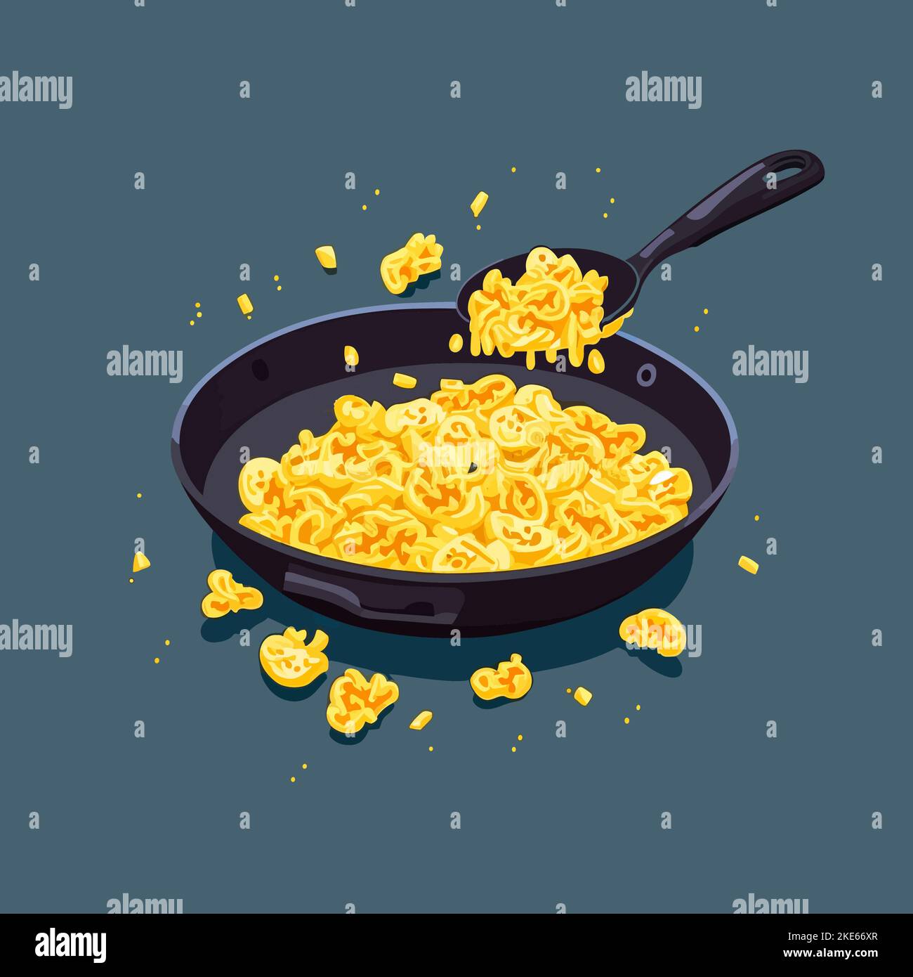 A vector illustration of scrambled eggs in a pan Stock Vector Image ...