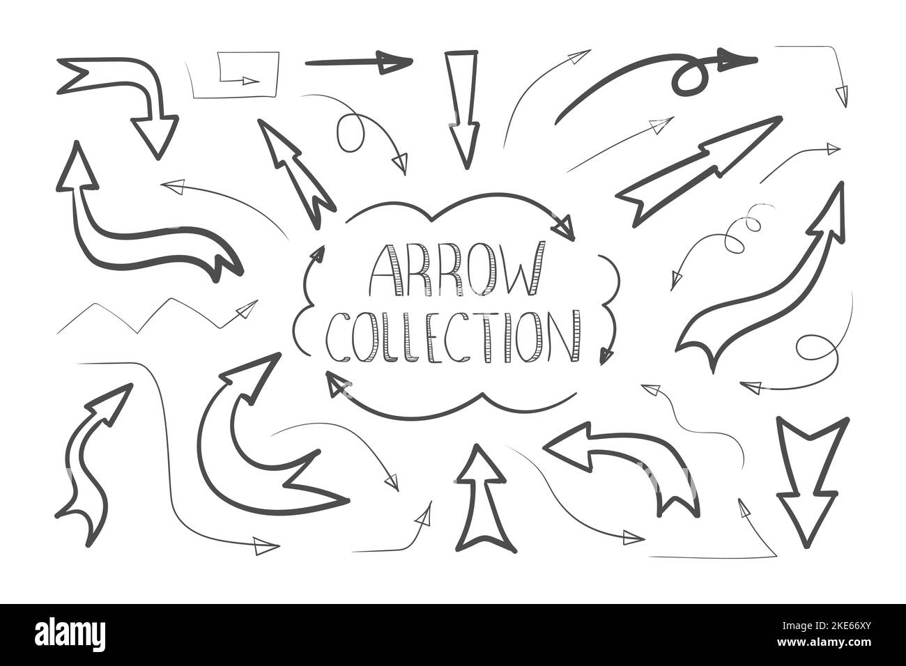 Arrows icons doodle. Collection of hand drawn arrows. Handmade sketch ...