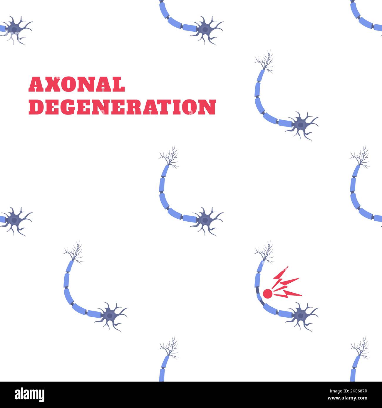 Axonal nerve degeneration disease awareness neuron pattern Stock Vector