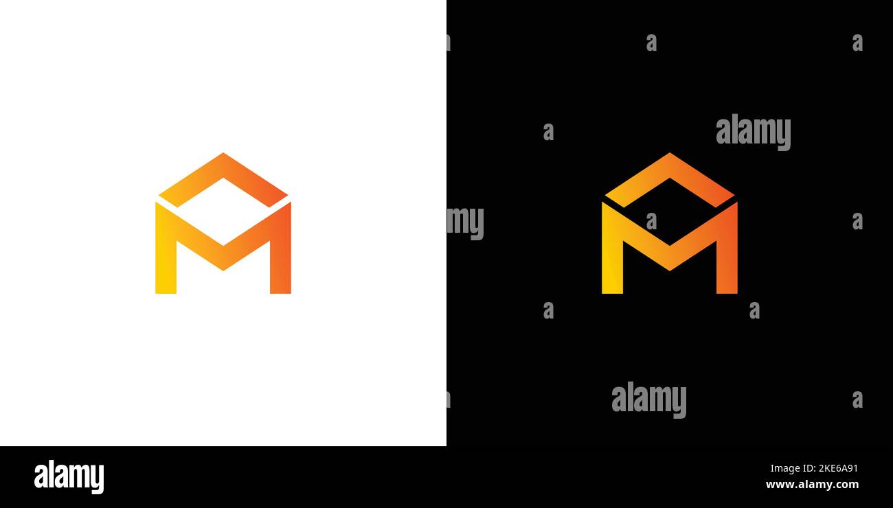 Simple and modern letter M box initial logo design Stock Vector Image
