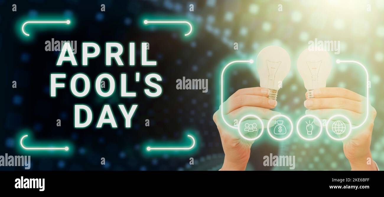 Hand writing sign April Fool S Is Day. Concept meaning Practical jokes humor pranks Celebration funny foolish Stock Photo