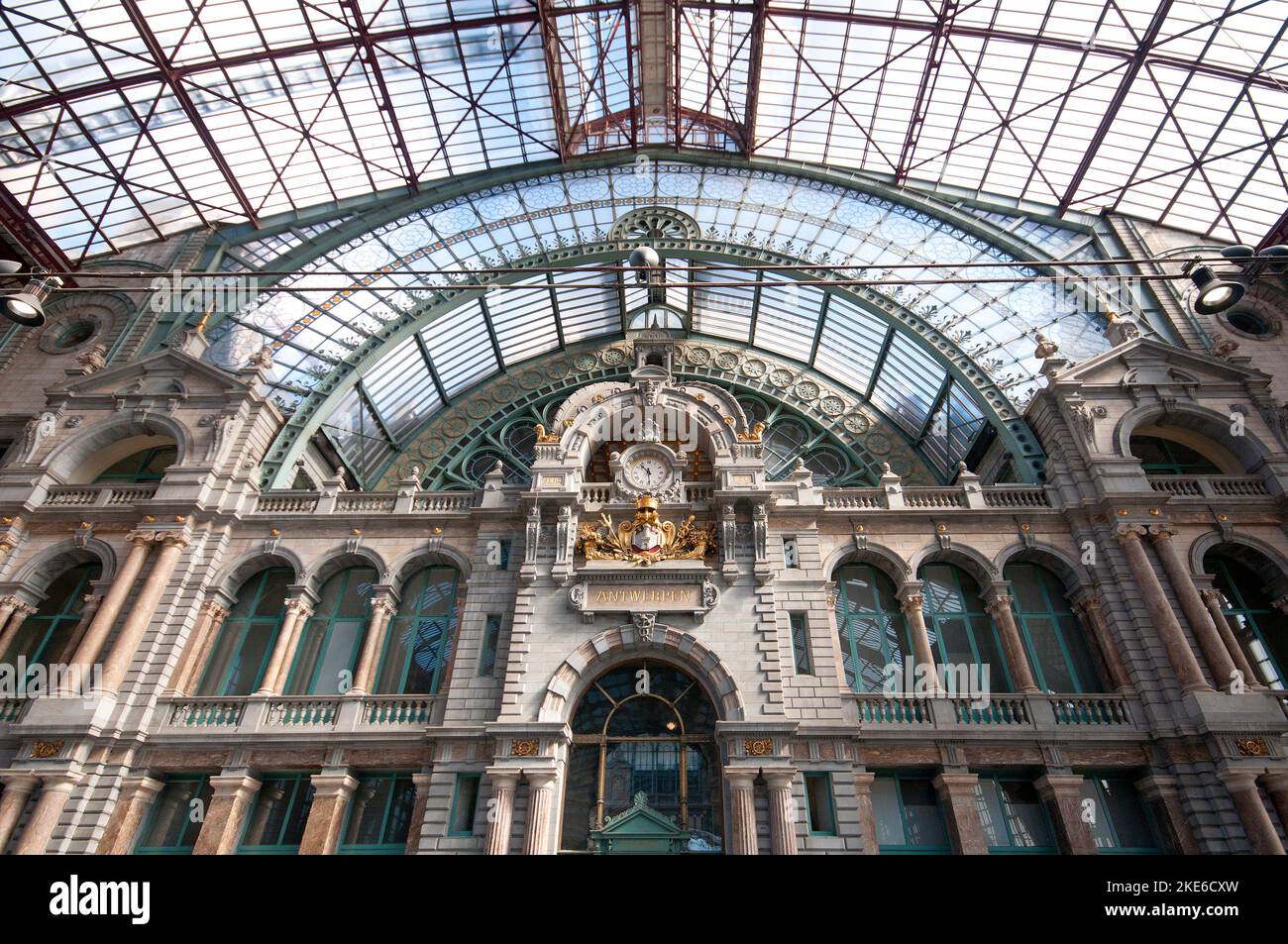 Detail of Antwerp Central Train Station, Belgium Stock Photo