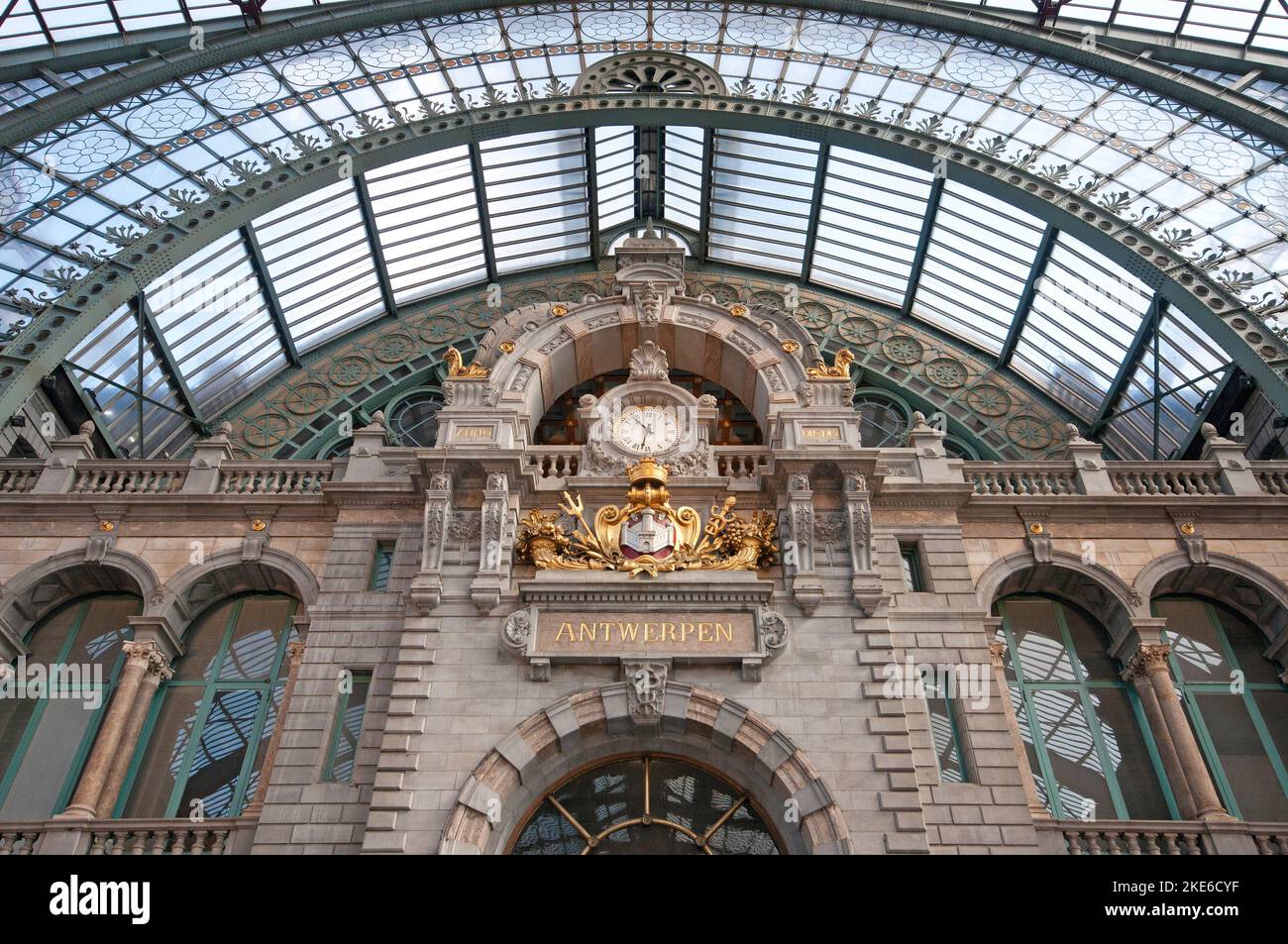 Detail of Antwerp Central Train Station, Belgium Stock Photo