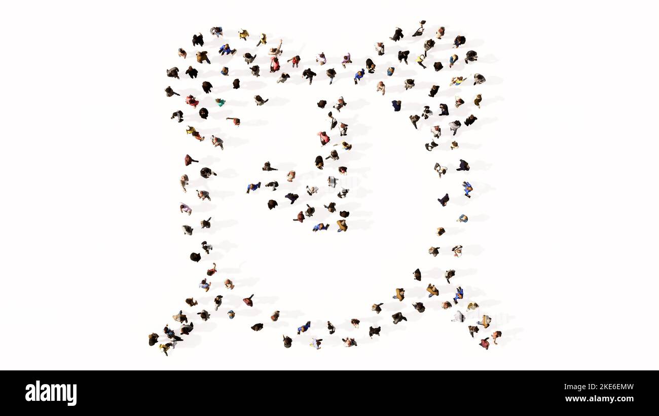 Concept conceptual large community of people forming the alarm clock