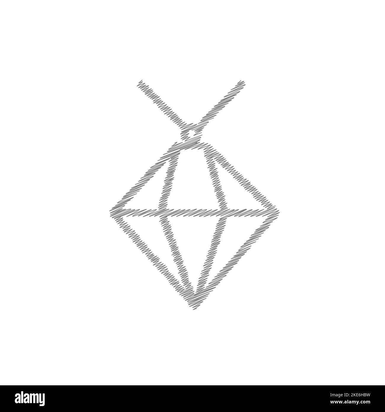 Diamond grey sketch vector icon. Brilliant, diamond line icon. Linear