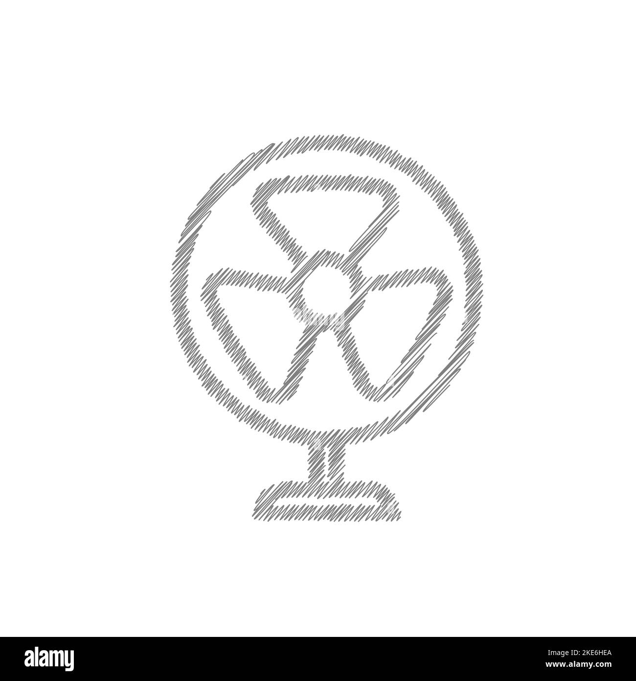 Fan grey sketch vector icon. Jet turbine sign. Ventilator symbol Stock Vector