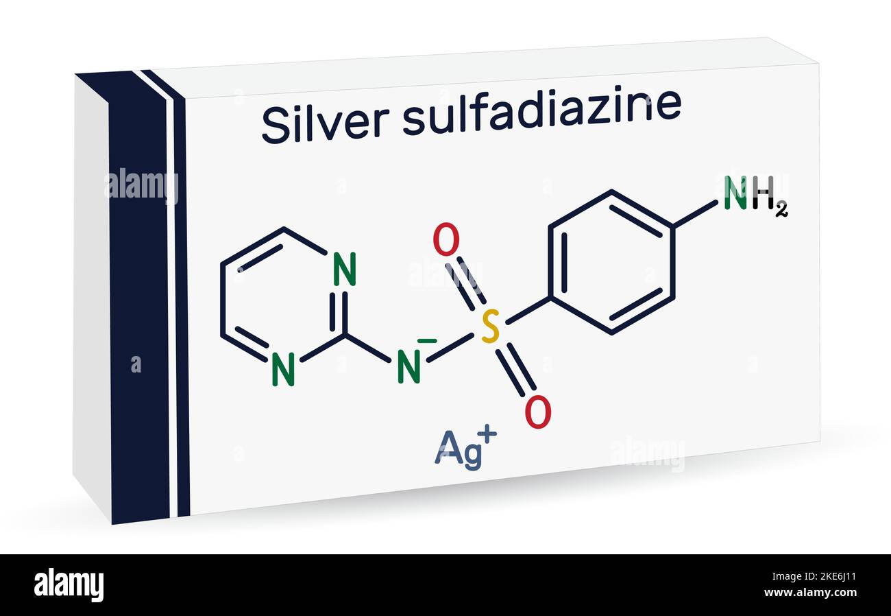 Silver sulfadiazine molecule. It is sulfonamide antibiotic, used for