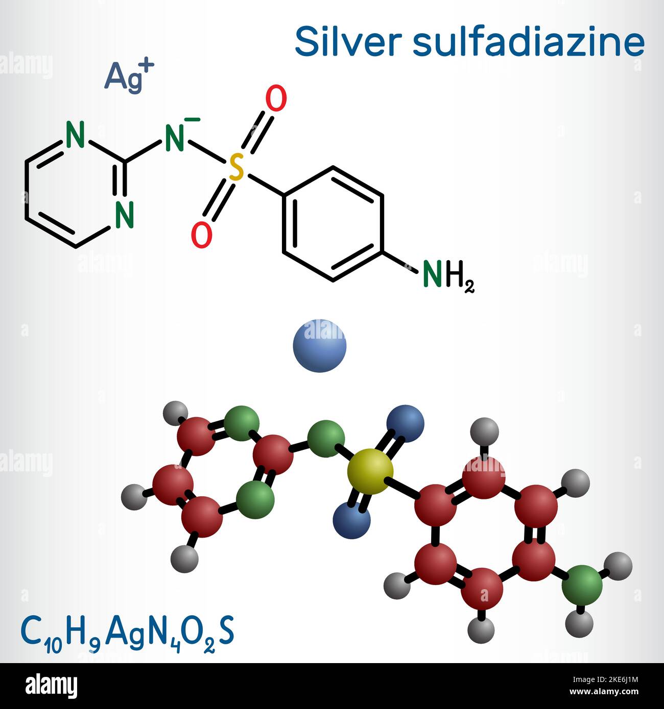 Silver sulfadiazine molecule. It is sulfonamide antibiotic, used for